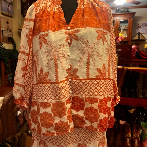 Johnny Was Jade Silk Pull-On Midi Skirt and Top Small - Picture 3 of 12